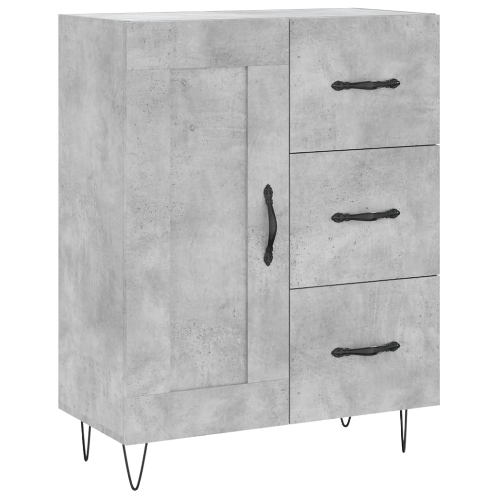 Buffet haut Gris béton 69,5x34x180 cm Bois d'ingénierie - XIOS