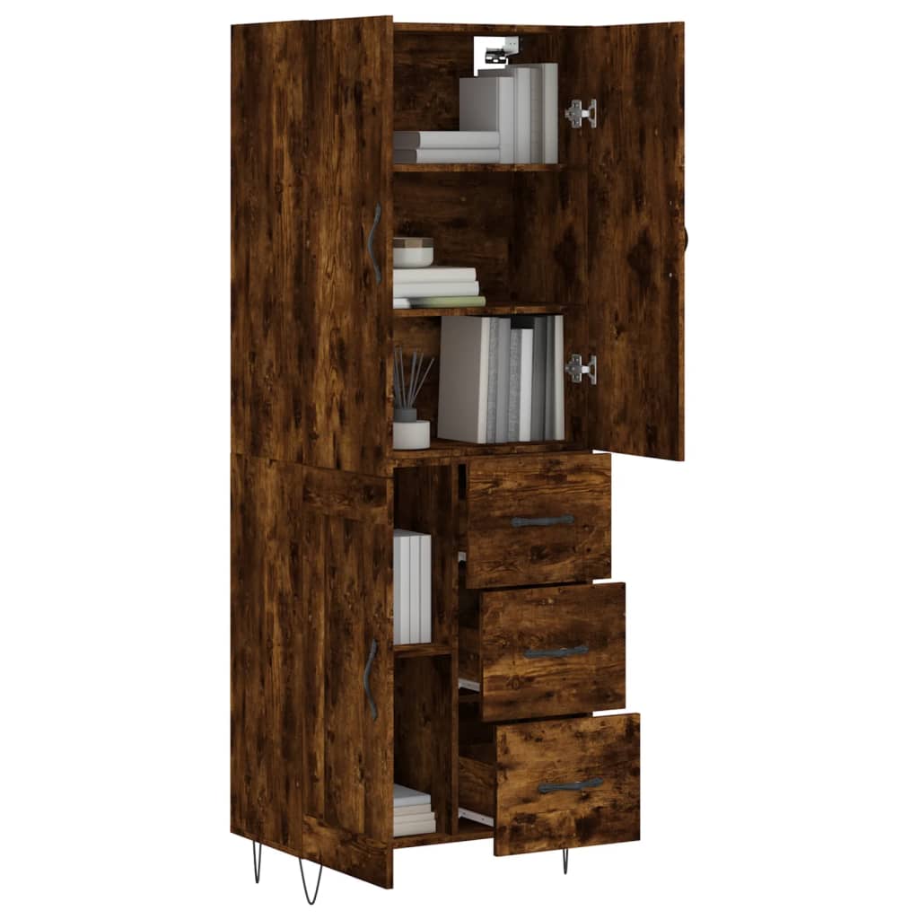 Buffet haut Chêne fumé 69,5x34x180 cm Bois d'ingénierie - XIOS