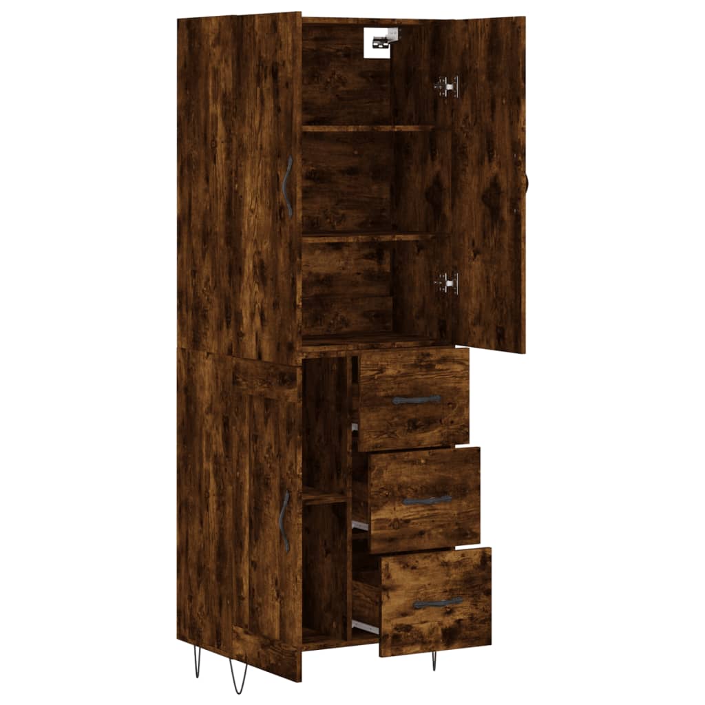 Buffet haut Chêne fumé 69,5x34x180 cm Bois d'ingénierie - XIOS