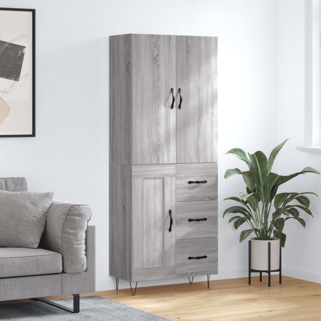 Buffet haut Sonoma gris 69,5x34x180 cm Bois d'ingénierie - XIOS
