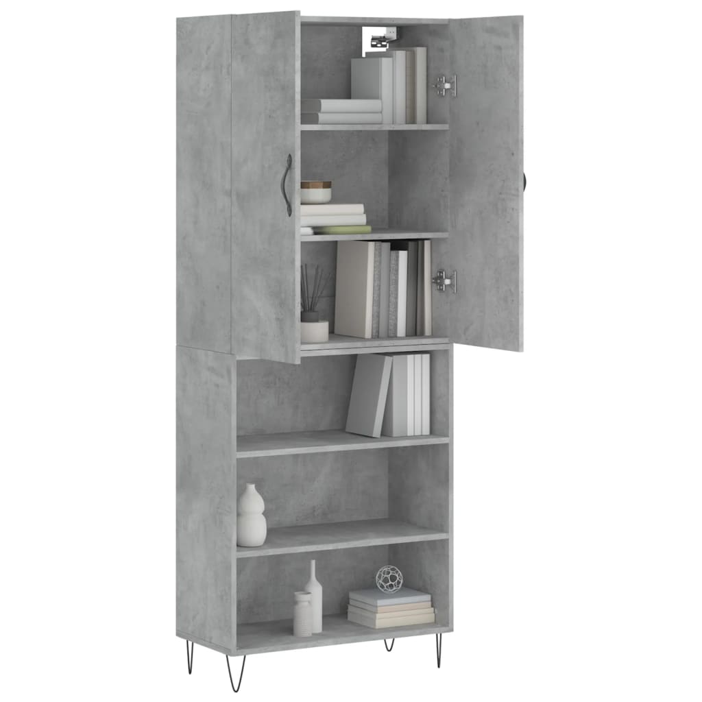 Buffet haut Gris béton 69,5x34x180 cm Bois d'ingénierie - XIOS
