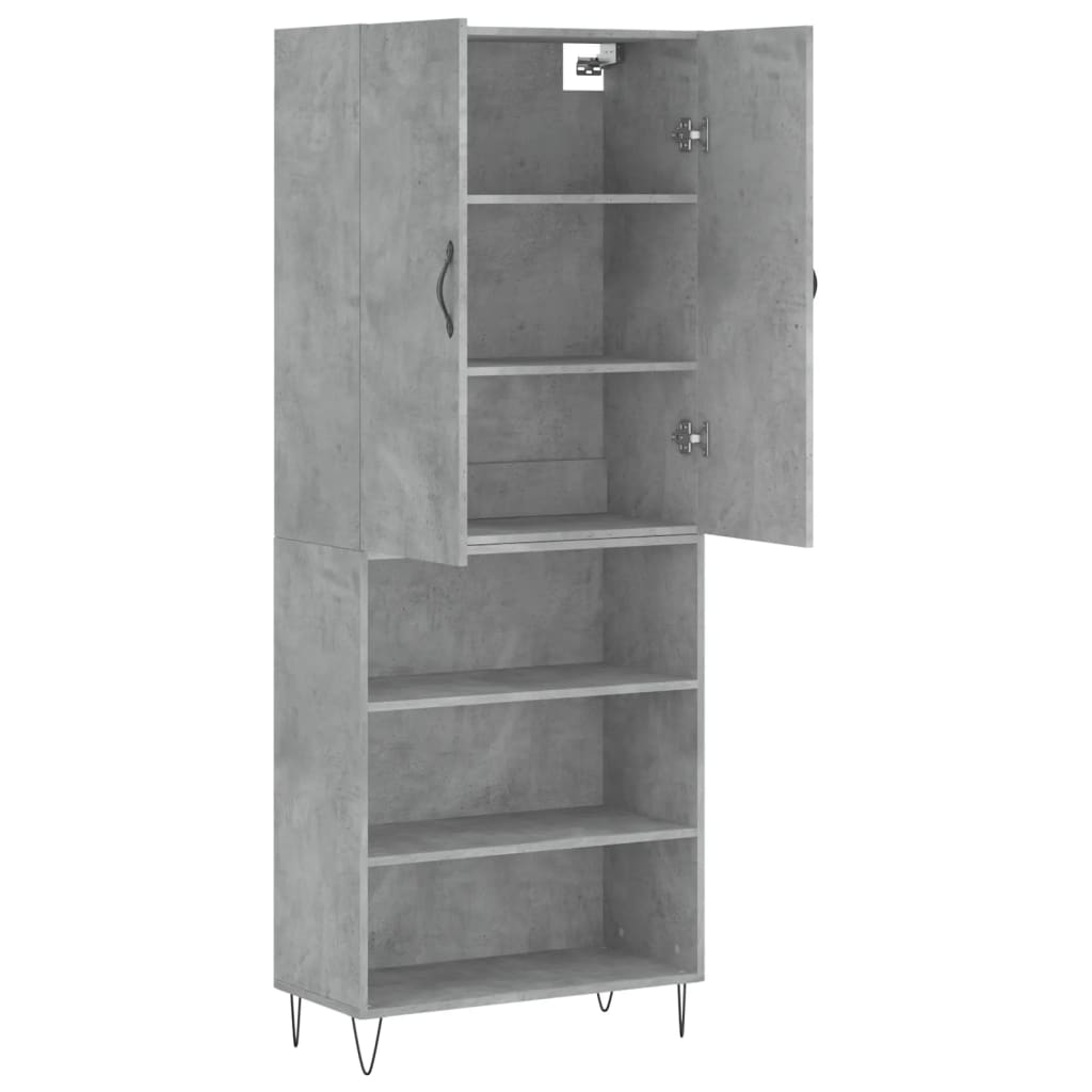 Buffet haut Gris béton 69,5x34x180 cm Bois d'ingénierie - XIOS