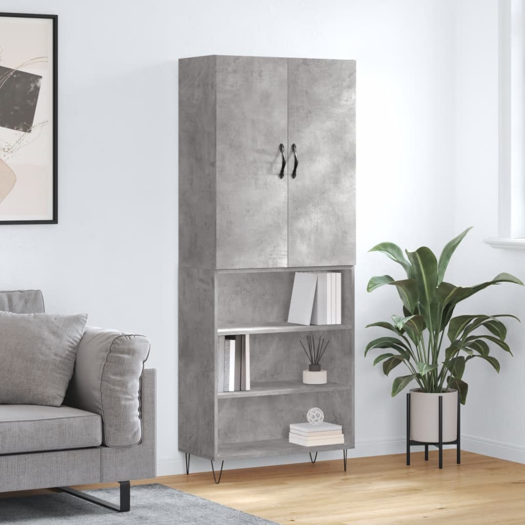 Buffet haut Gris béton 69,5x34x180 cm Bois d'ingénierie - XIOS