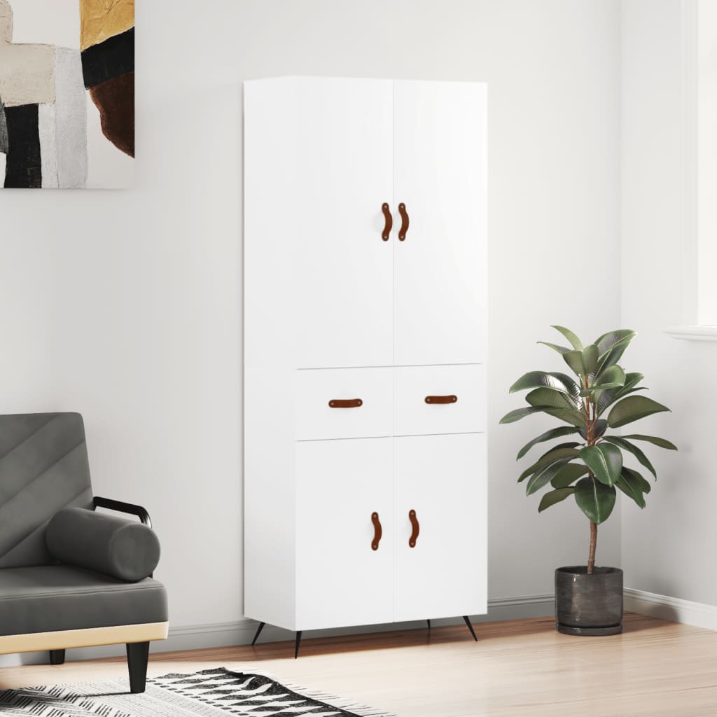 Buffet haut Blanc 69,5x34x180 cm Bois d'ingénierie - XIOS