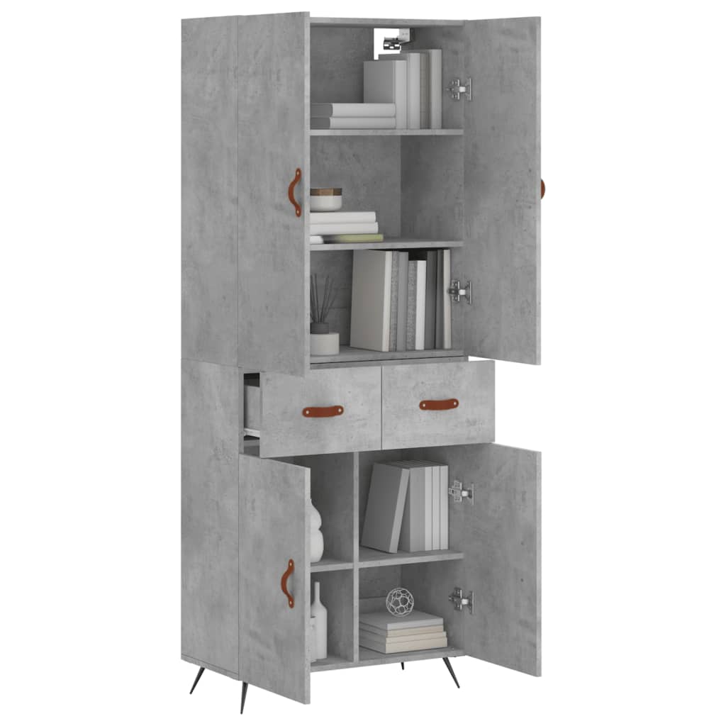 Buffet haut Gris béton 69,5x34x180 cm Bois d'ingénierie - XIOS
