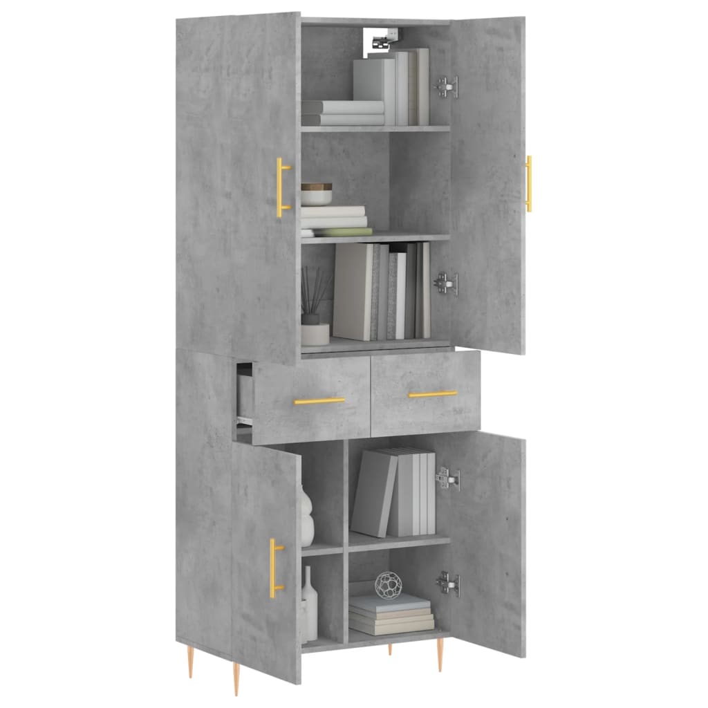 Buffet haut Gris béton 69,5x34x180 cm Bois d'ingénierie - XIOS