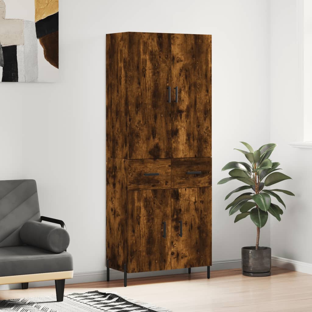 Buffet haut Chêne fumé 69,5x34x180 cm Bois d'ingénierie - XIOS