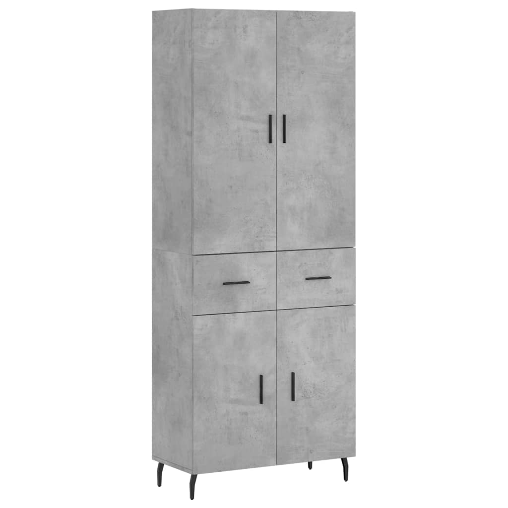 Buffet haut Gris béton 69,5x34x180 cm Bois d'ingénierie - XIOS