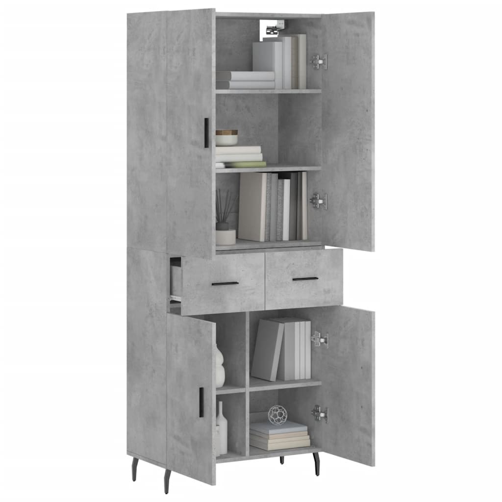 Buffet haut Gris béton 69,5x34x180 cm Bois d'ingénierie - XIOS