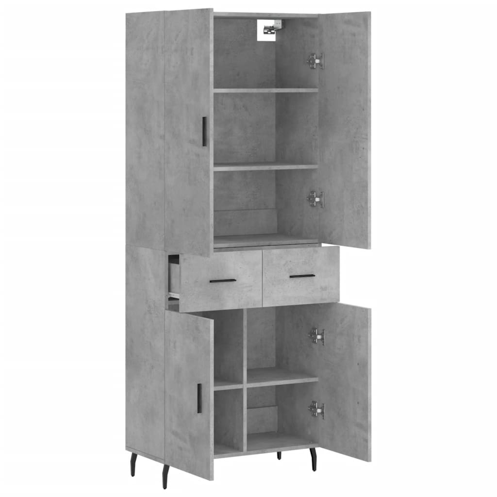 Buffet haut Gris béton 69,5x34x180 cm Bois d'ingénierie - XIOS
