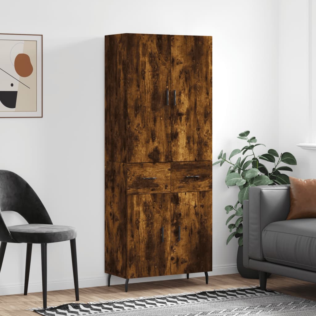 Buffet haut Chêne fumé 69,5x34x180 cm Bois d'ingénierie - XIOS