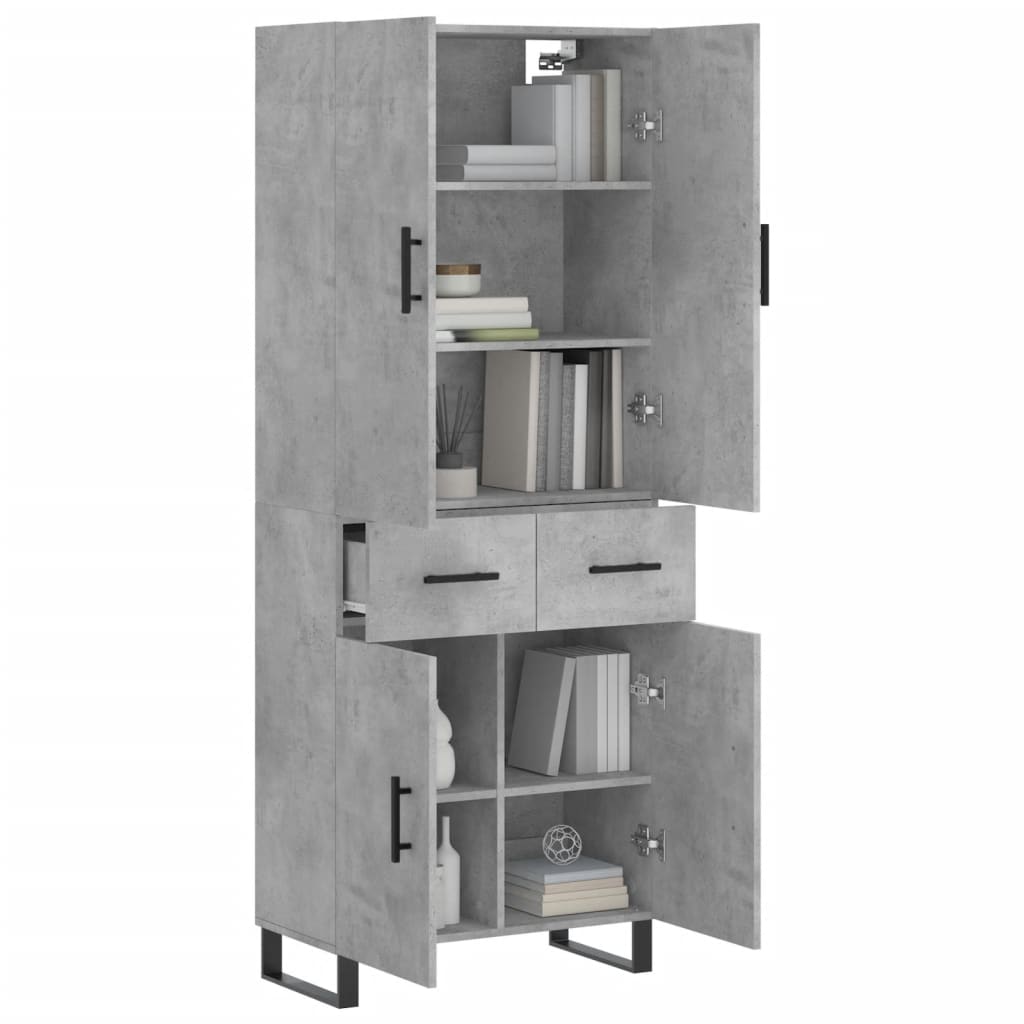 Buffet haut Gris béton 69,5x34x180 cm Bois d'ingénierie - XIOS
