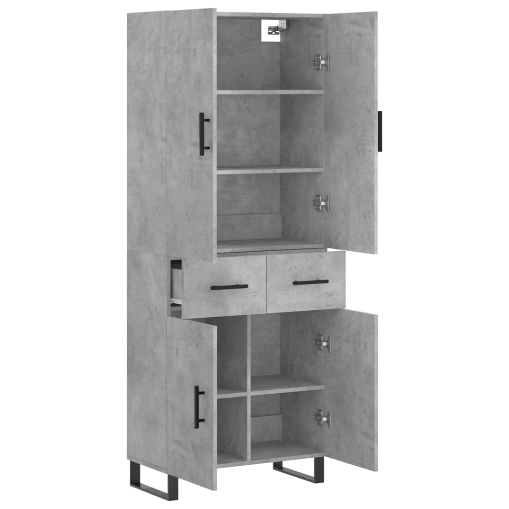 Buffet haut Gris béton 69,5x34x180 cm Bois d'ingénierie - XIOS