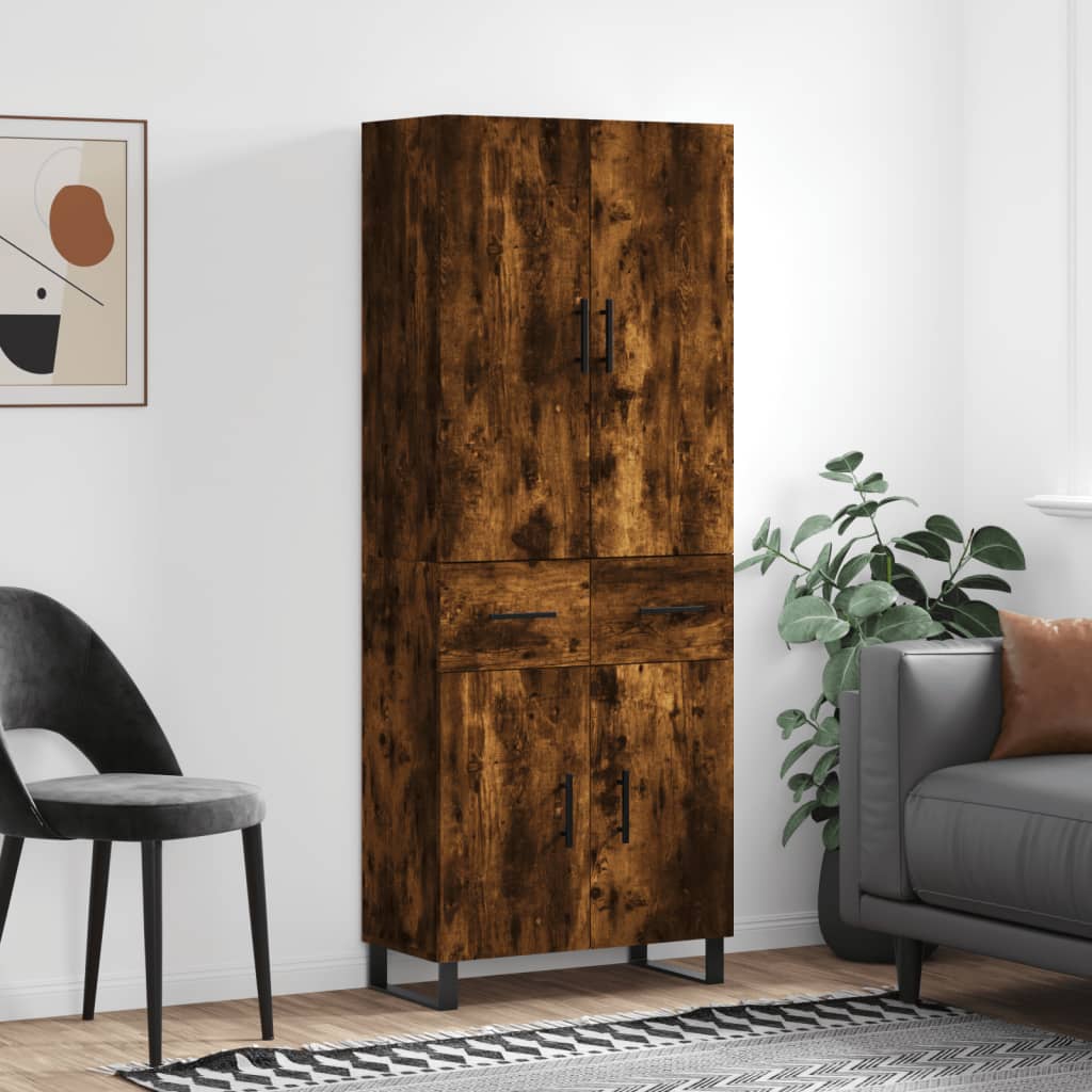 Buffet haut Chêne fumé 69,5x34x180 cm Bois d'ingénierie - XIOS