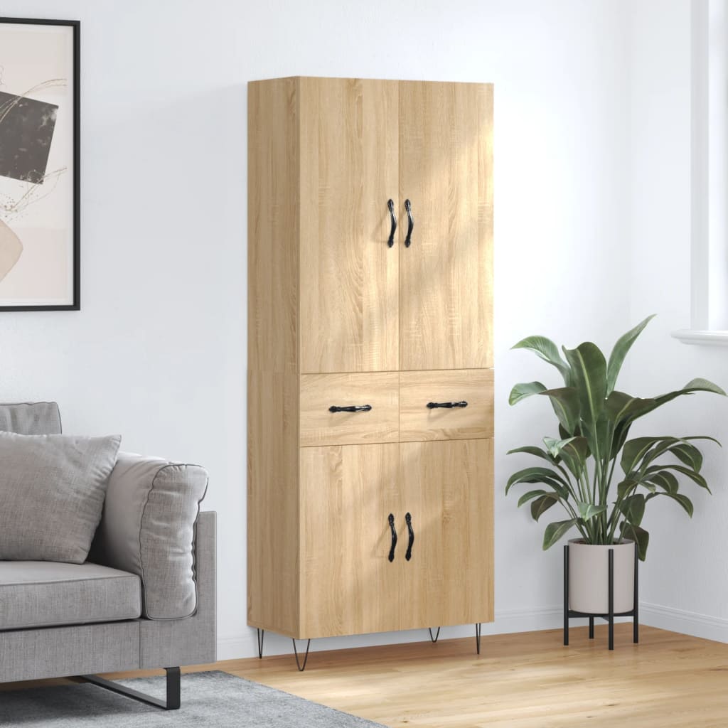 Buffet haut Chêne sonoma 69,5x34x180 cm Bois d'ingénierie - XIOS