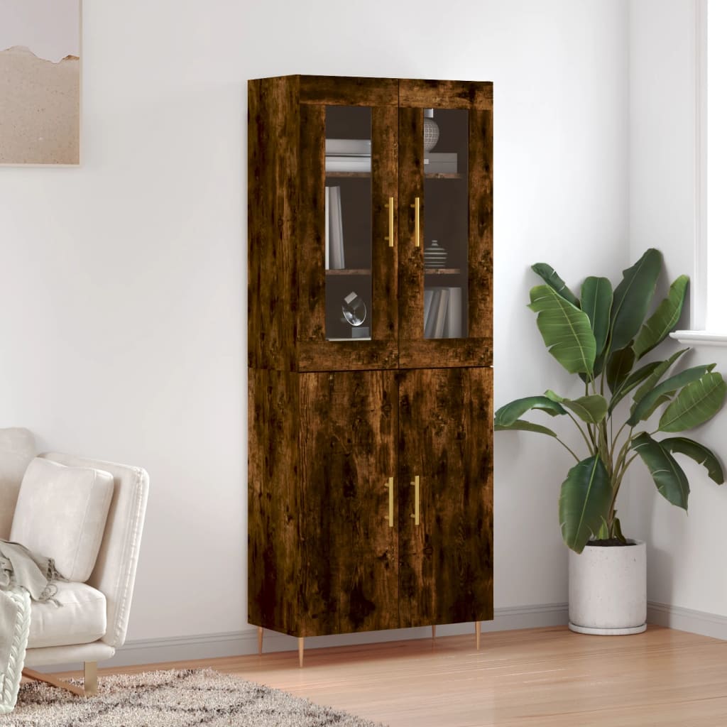 Buffet haut Chêne fumé 69,5x34x180 cm Bois d'ingénierie - XIOS
