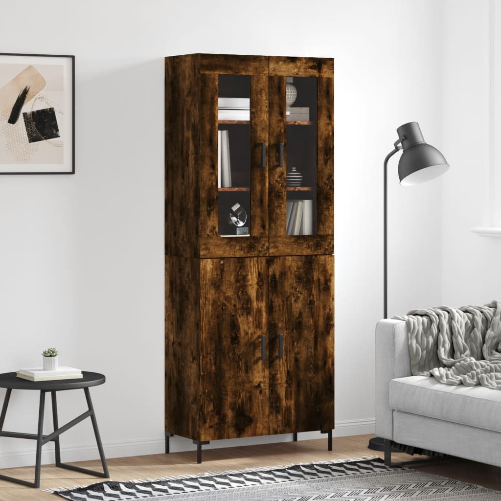 Buffet haut Chêne fumé 69,5x34x180 cm Bois d'ingénierie - XIOS