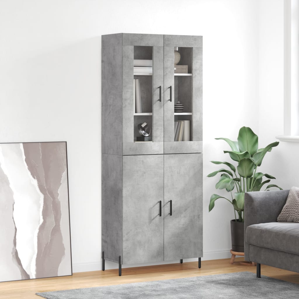 Buffet haut Gris béton 69,5x34x180 cm Bois d'ingénierie - XIOS