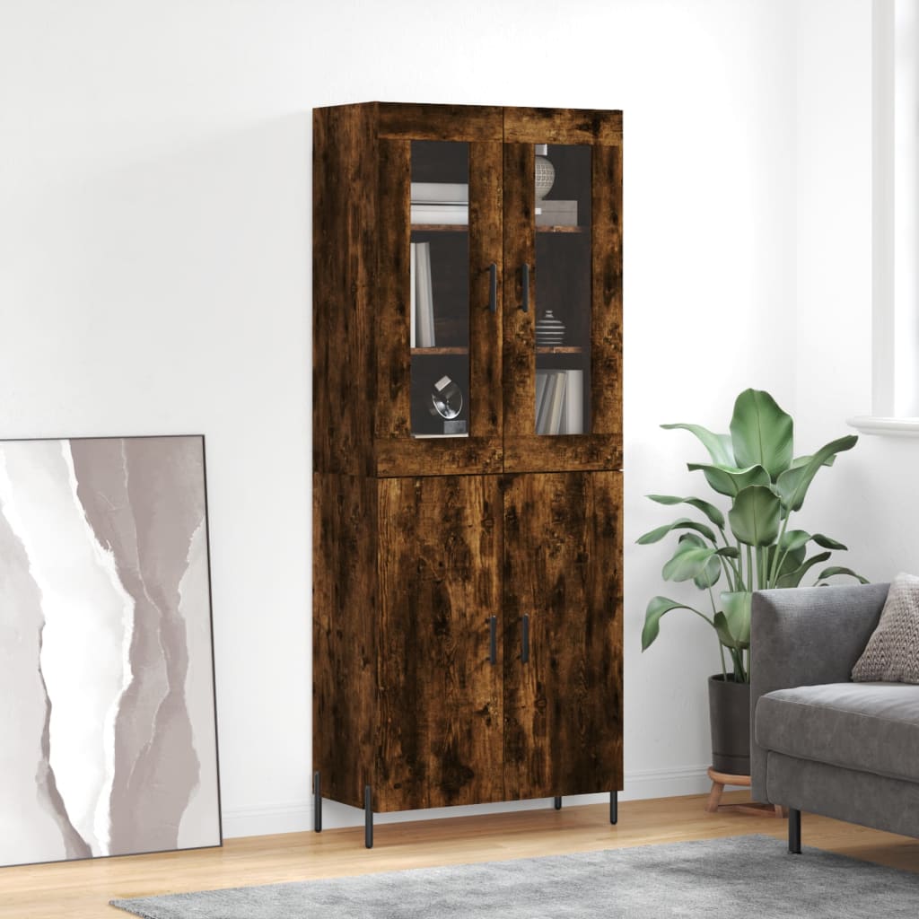 Buffet haut Chêne fumé 69,5x34x180 cm Bois d'ingénierie - XIOS