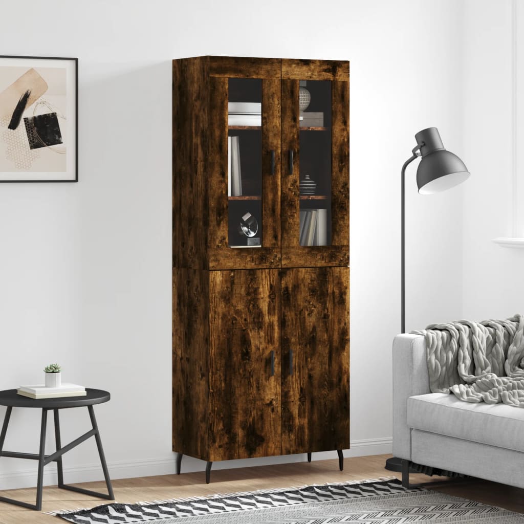 Buffet haut Chêne fumé 69,5x34x180 cm Bois d'ingénierie - XIOS
