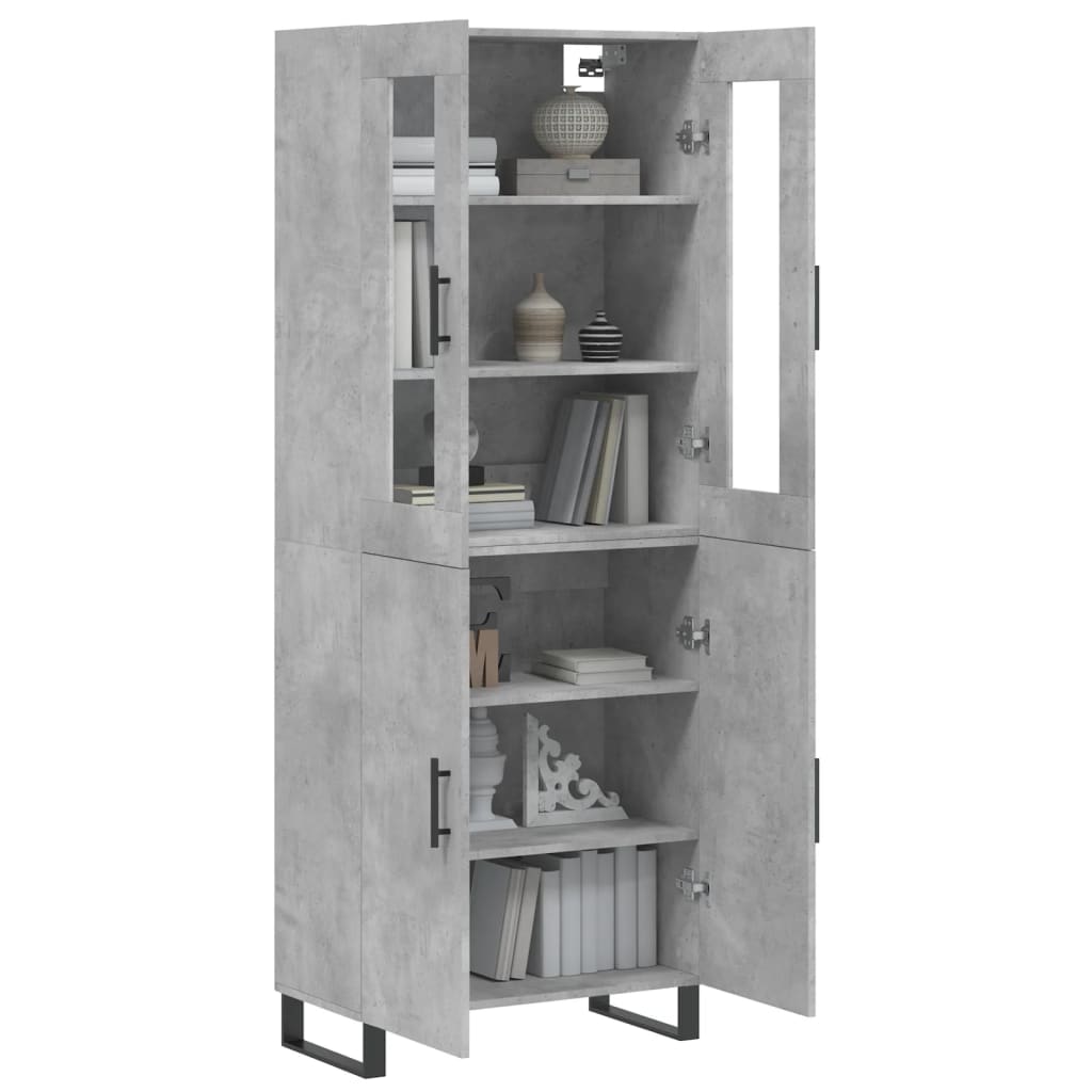 Buffet haut Gris béton 69,5x34x180 cm Bois d'ingénierie - XIOS