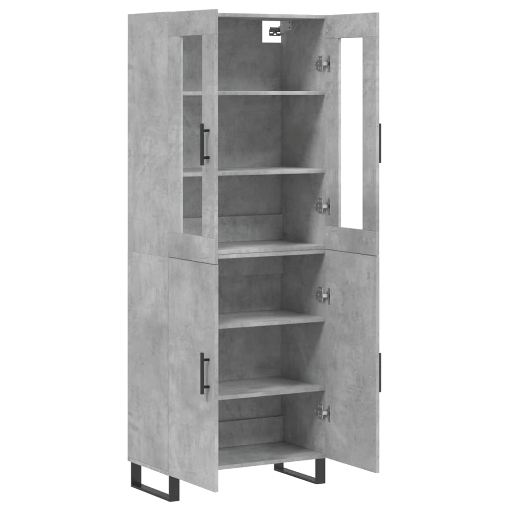 Buffet haut Gris béton 69,5x34x180 cm Bois d'ingénierie - XIOS