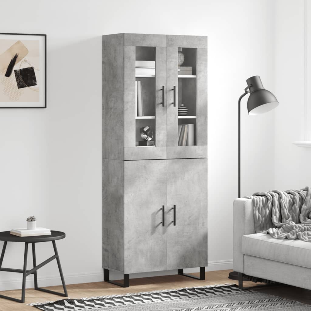 Buffet haut Gris béton 69,5x34x180 cm Bois d'ingénierie - XIOS