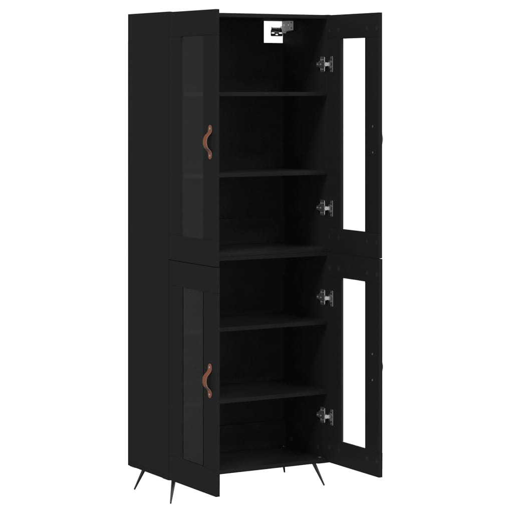 Buffet haut Noir 69,5x34x180 cm Bois d'ingénierie - XIOS