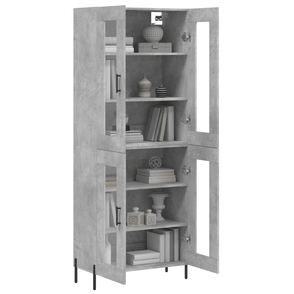 Buffet haut Gris béton 69,5x34x180 cm Bois d'ingénierie - XIOS