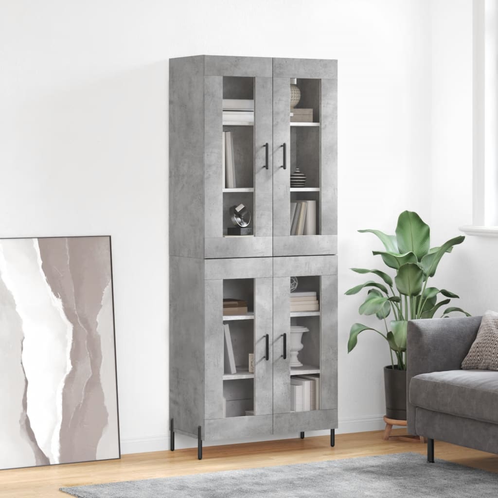 Buffet haut Gris béton 69,5x34x180 cm Bois d'ingénierie - XIOS