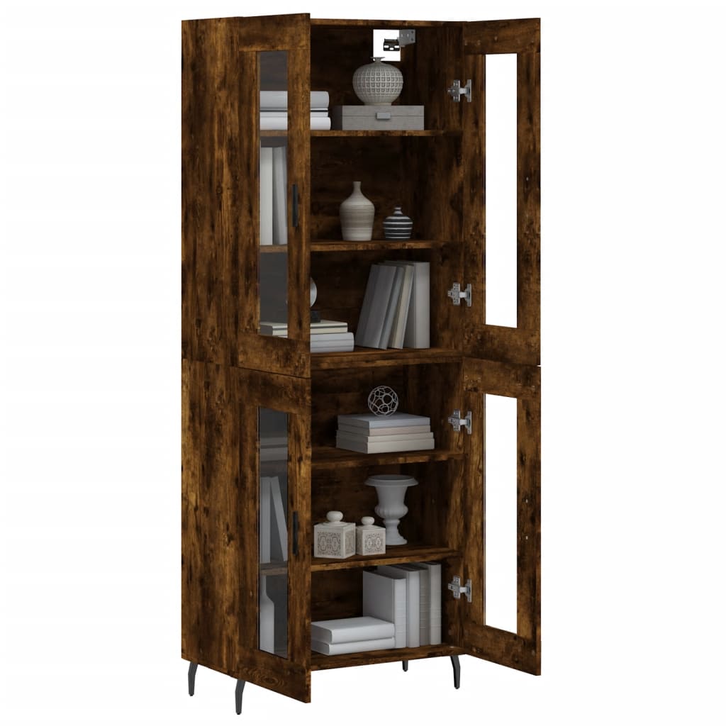 Buffet haut Chêne fumé 69,5x34x180 cm Bois d'ingénierie - XIOS