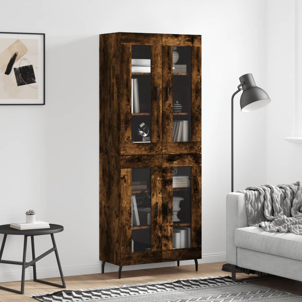Buffet haut Chêne fumé 69,5x34x180 cm Bois d'ingénierie - XIOS