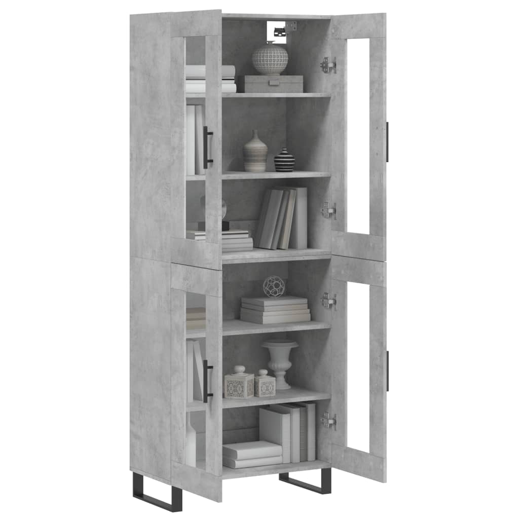 Buffet haut Gris béton 69,5x34x180 cm Bois d'ingénierie - XIOS