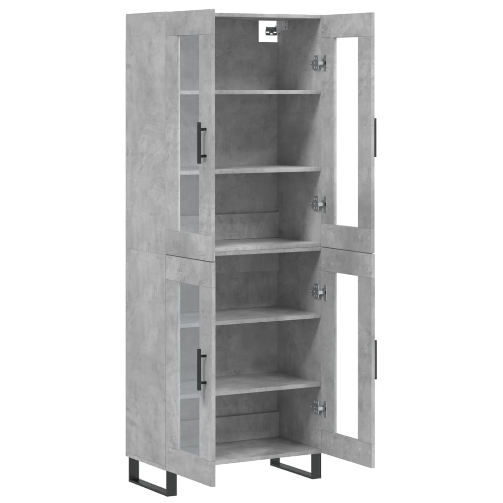 Buffet haut Gris béton 69,5x34x180 cm Bois d'ingénierie - XIOS