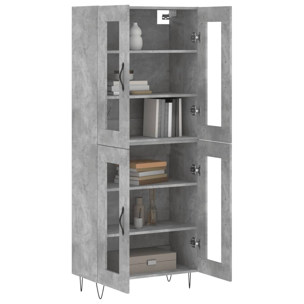 Buffet haut Gris béton 69,5x34x180 cm Bois d'ingénierie - XIOS