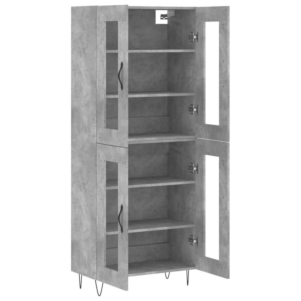 Buffet haut Gris béton 69,5x34x180 cm Bois d'ingénierie - XIOS