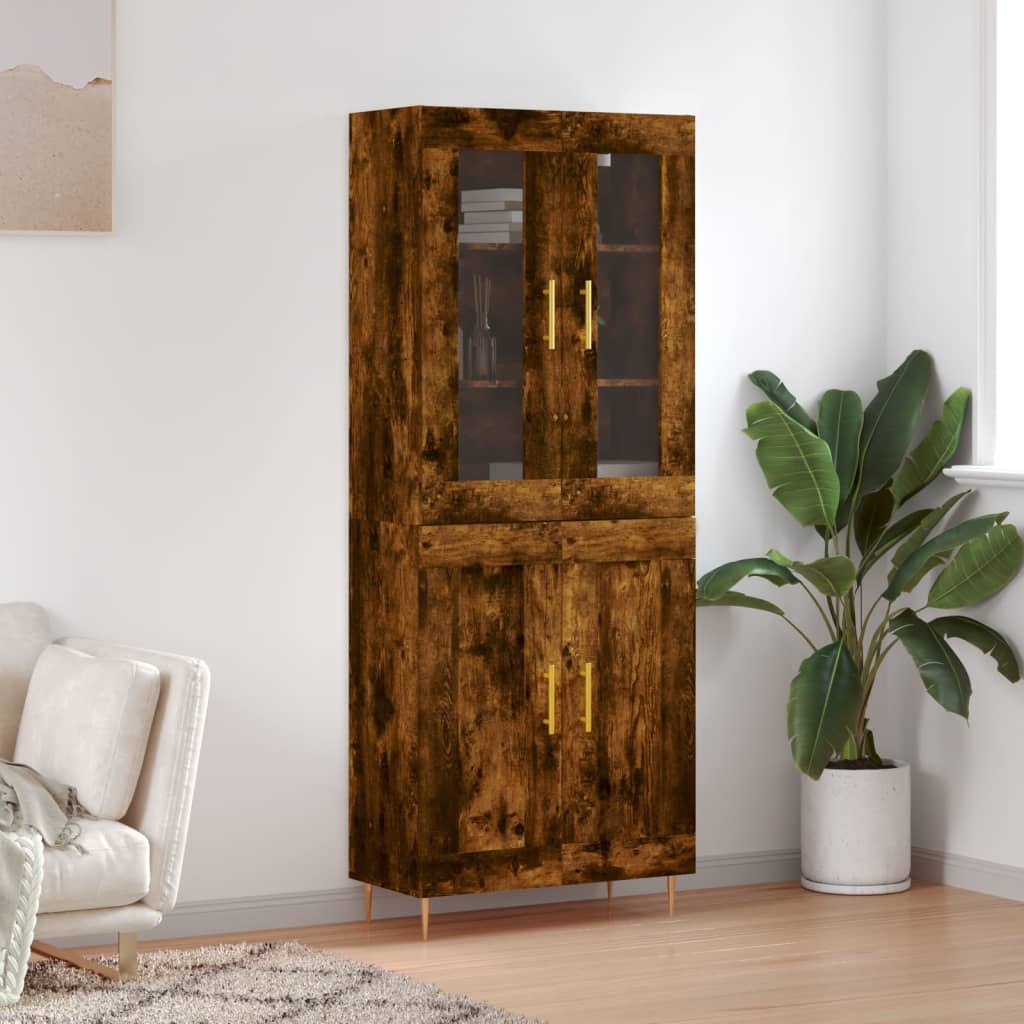 Buffet haut Chêne fumé 69,5x34x180 cm Bois d'ingénierie - XIOS