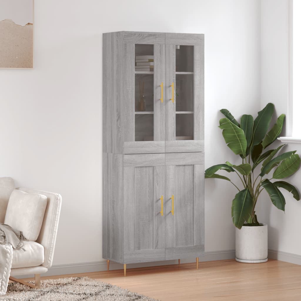 Buffet haut Sonoma gris 69,5x34x180 cm Bois d'ingénierie - XIOS