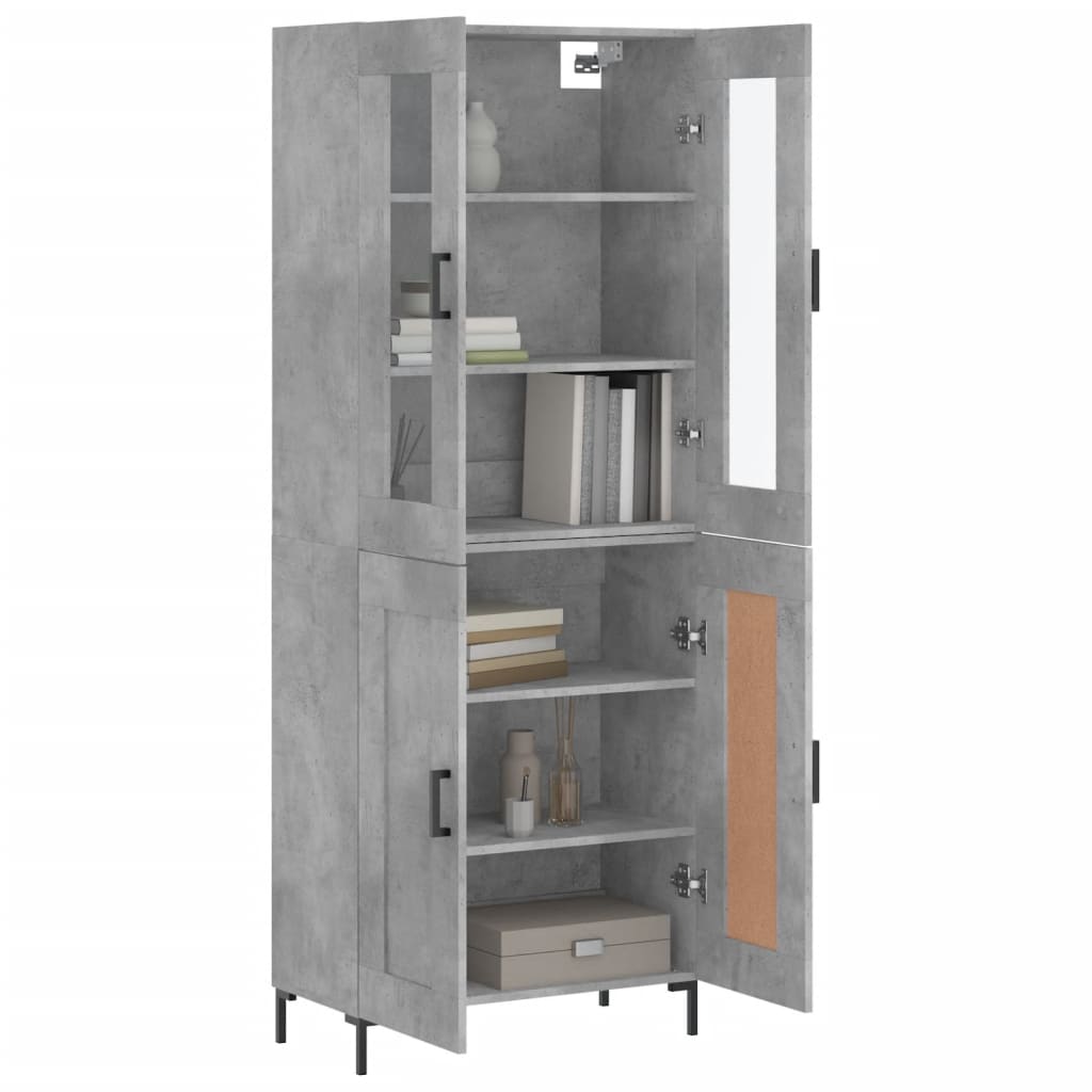 Buffet haut Gris béton 69,5x34x180 cm Bois d'ingénierie - XIOS