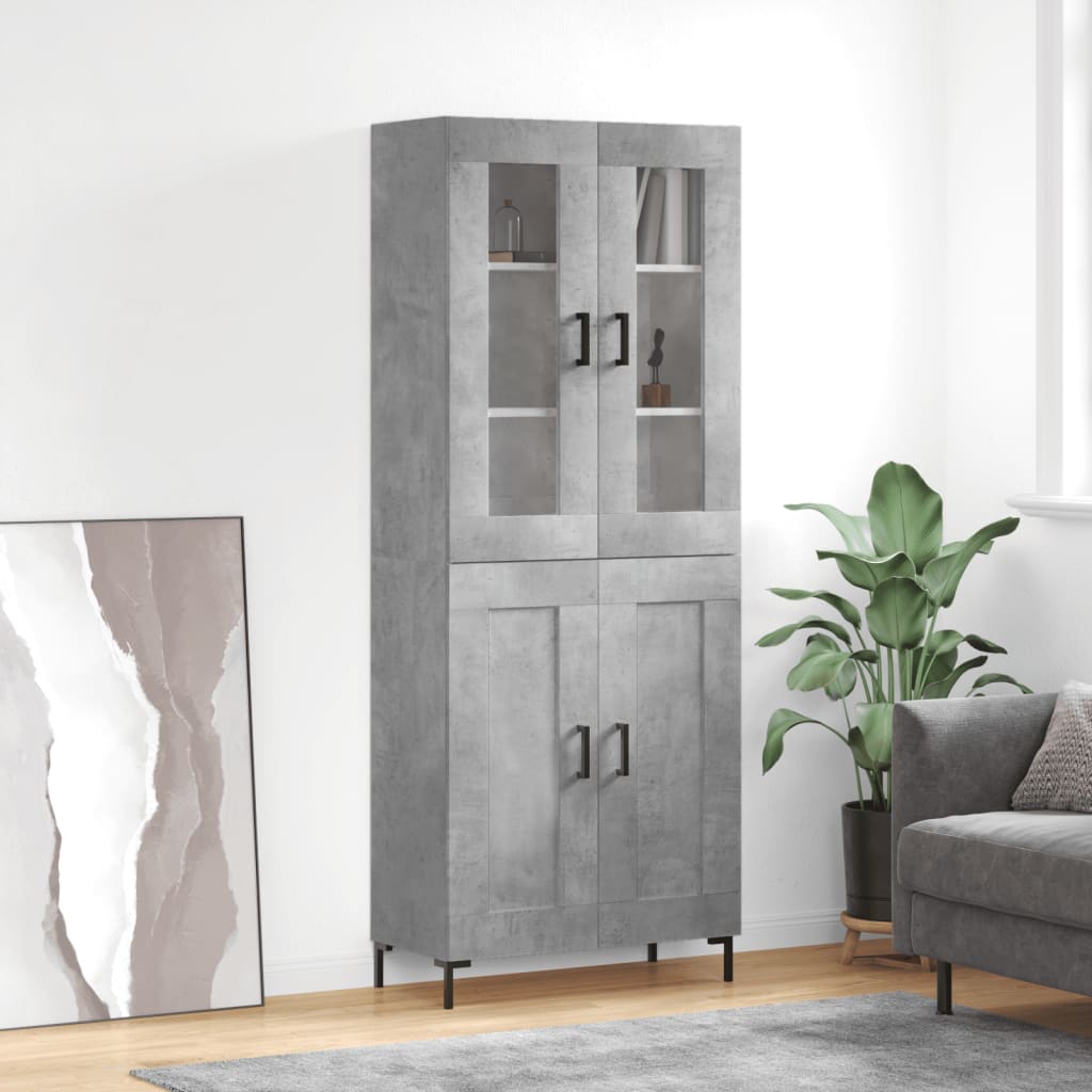 Buffet haut Gris béton 69,5x34x180 cm Bois d'ingénierie - XIOS