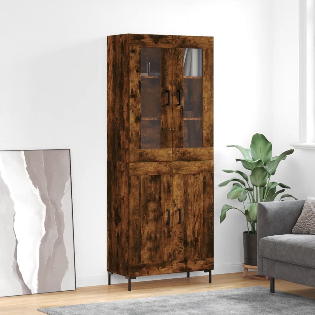Buffet haut Chêne fumé 69,5x34x180 cm Bois d'ingénierie - XIOS