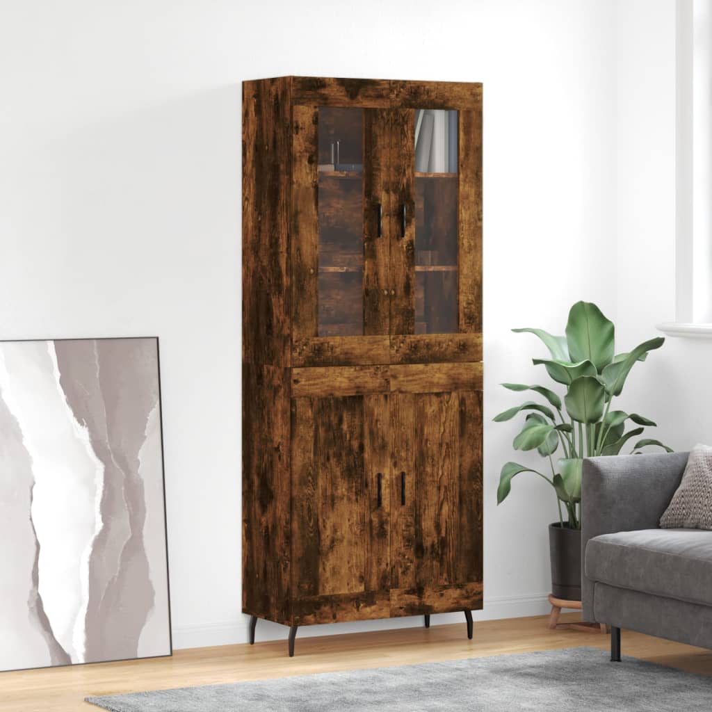 Buffet haut Chêne fumé 69,5x34x180 cm Bois d'ingénierie - XIOS