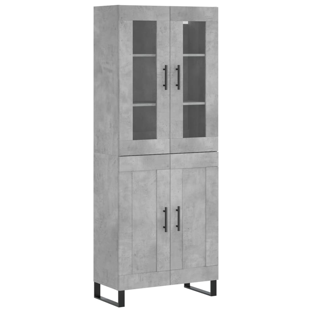 Buffet haut Gris béton 69,5x34x180 cm Bois d'ingénierie - XIOS