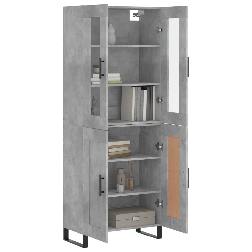 Buffet haut Gris béton 69,5x34x180 cm Bois d'ingénierie - XIOS