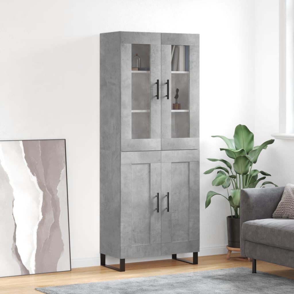 Buffet haut Gris béton 69,5x34x180 cm Bois d'ingénierie - XIOS
