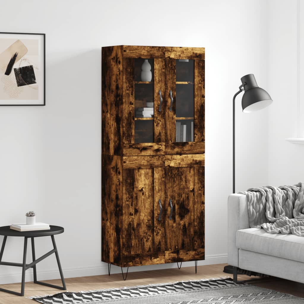 Buffet haut Chêne fumé 69,5x34x180 cm Bois d'ingénierie - XIOS
