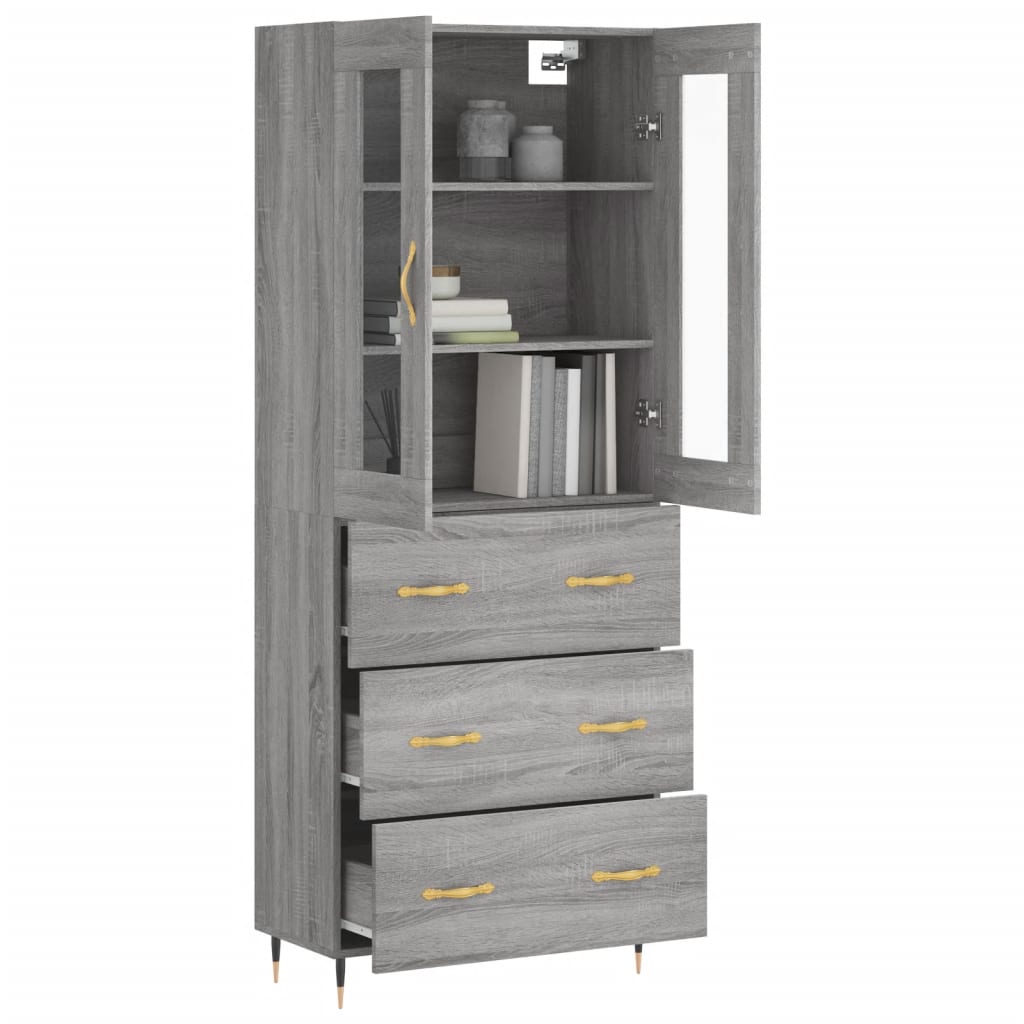 Buffet haut Sonoma gris 69,5x34x180 cm Bois d'ingénierie - XIOS