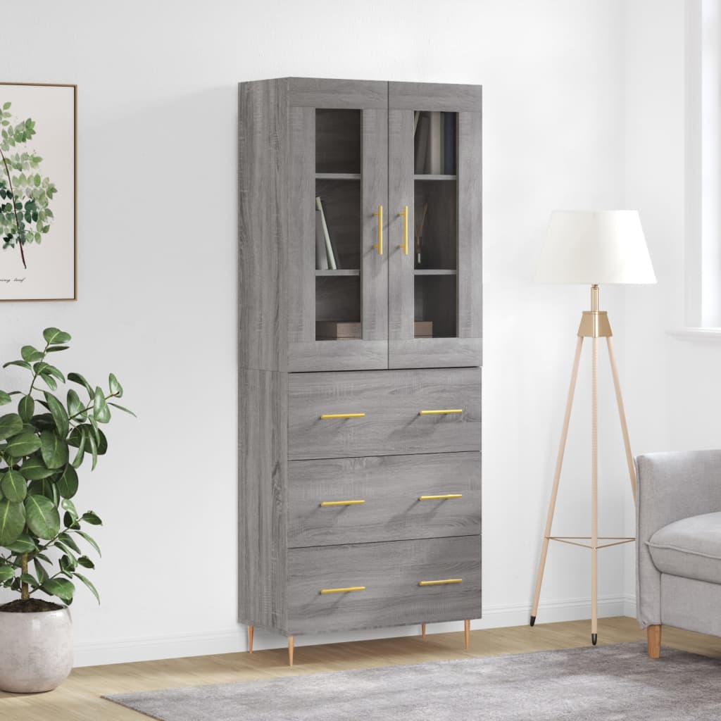 Buffet haut Sonoma gris 69,5x34x180 cm Bois d'ingénierie - XIOS