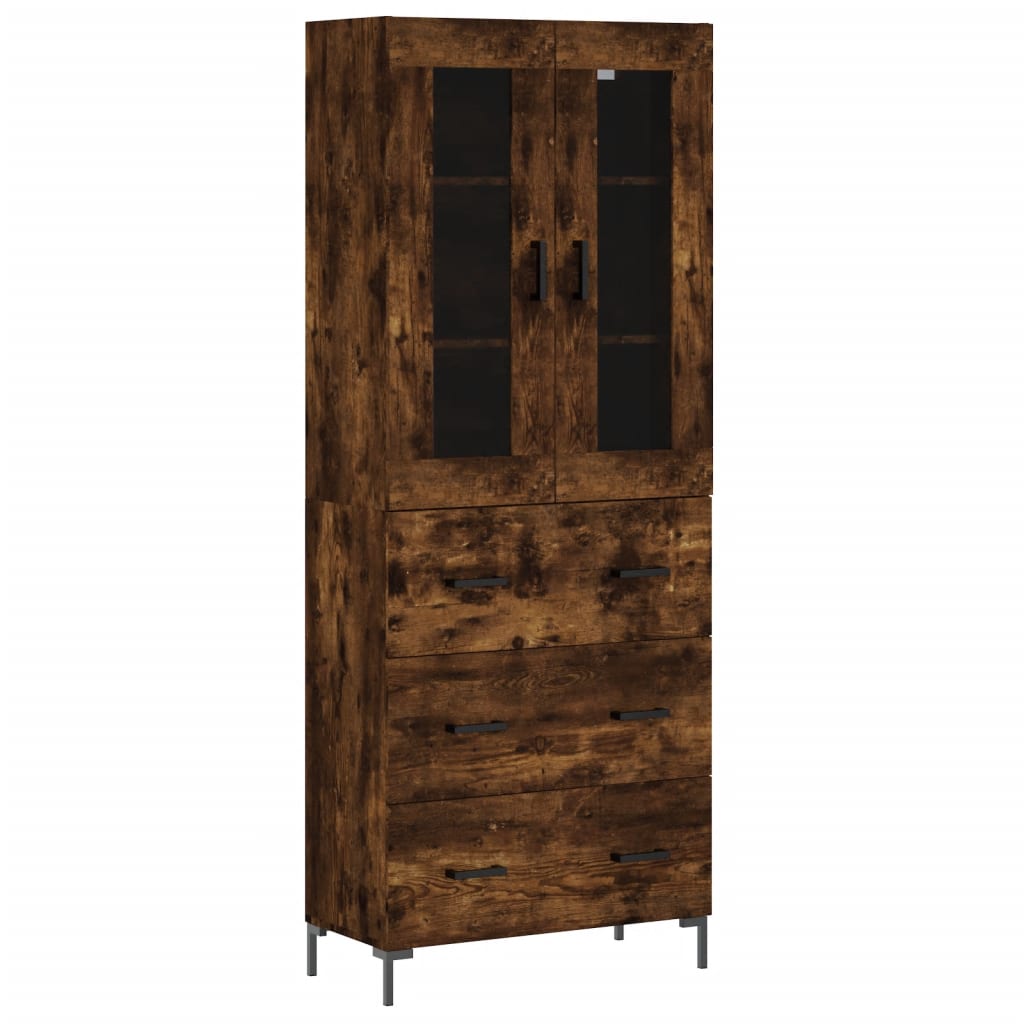 Buffet haut Chêne fumé 69,5x34x180 cm Bois d'ingénierie - XIOS