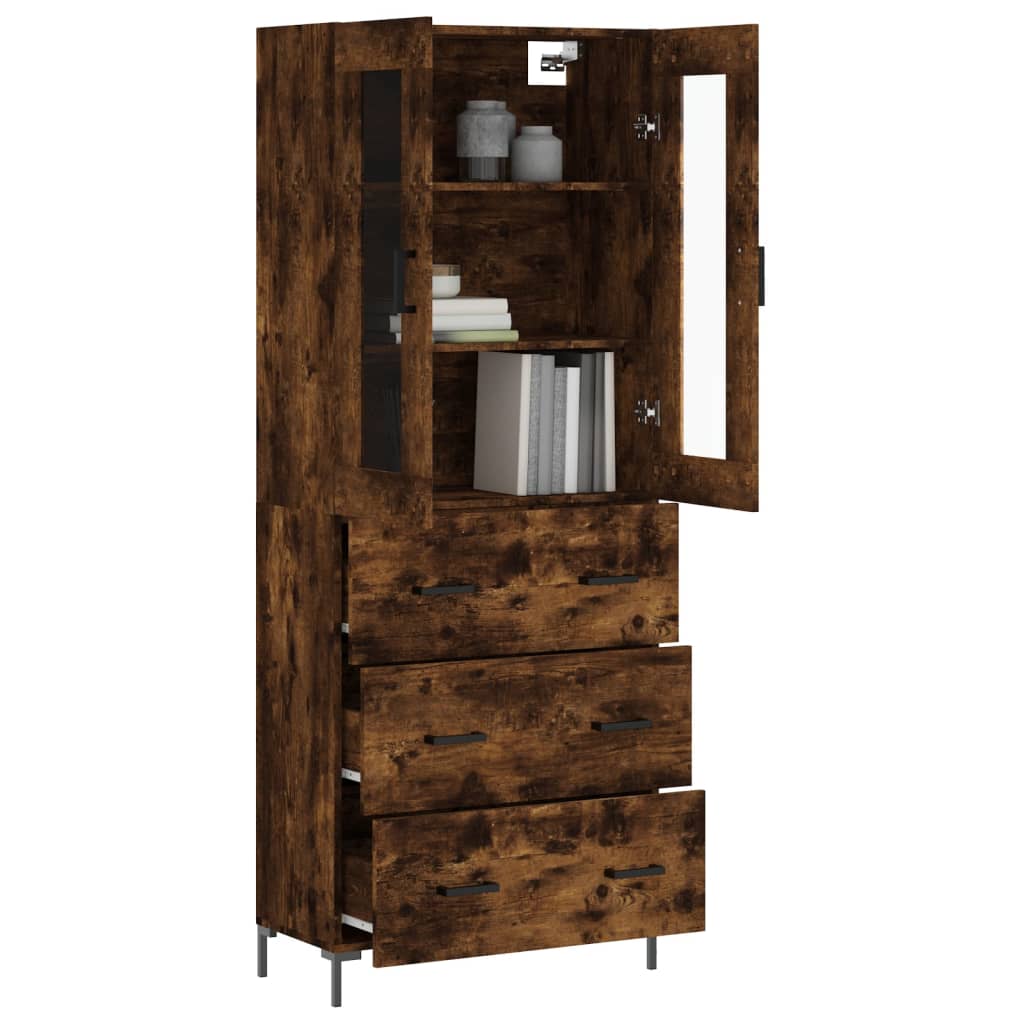 Buffet haut Chêne fumé 69,5x34x180 cm Bois d'ingénierie - XIOS